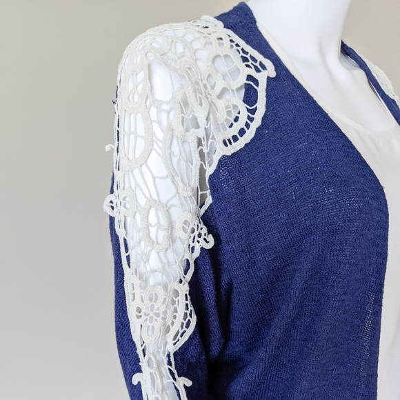 Ricki's Lace Cold Shoulder Cardigan Sweater - Picture 4 of 5